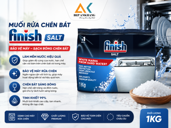 Muối làm mềm nước Finish 1kg - Muối dùng cho máy rửa bát 